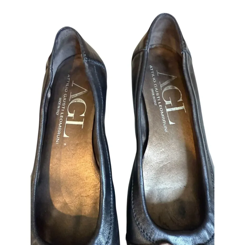 AGL Attilio Giusti Leombruni Monika Cap Toe Ballet Flats Black 38.5